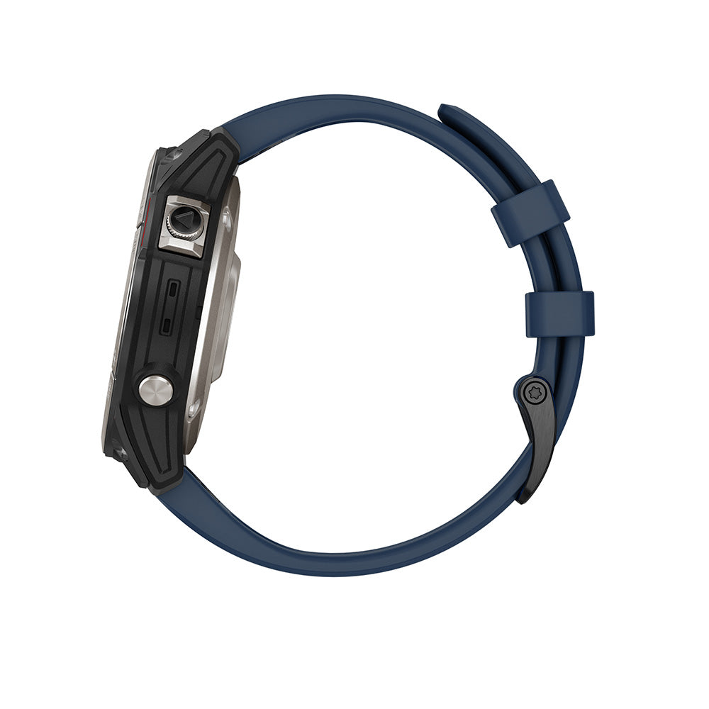 Garmin quatix 7 Pro Marine GPS smartwatch with OLED display, marine accessories, black band, and nautical features.