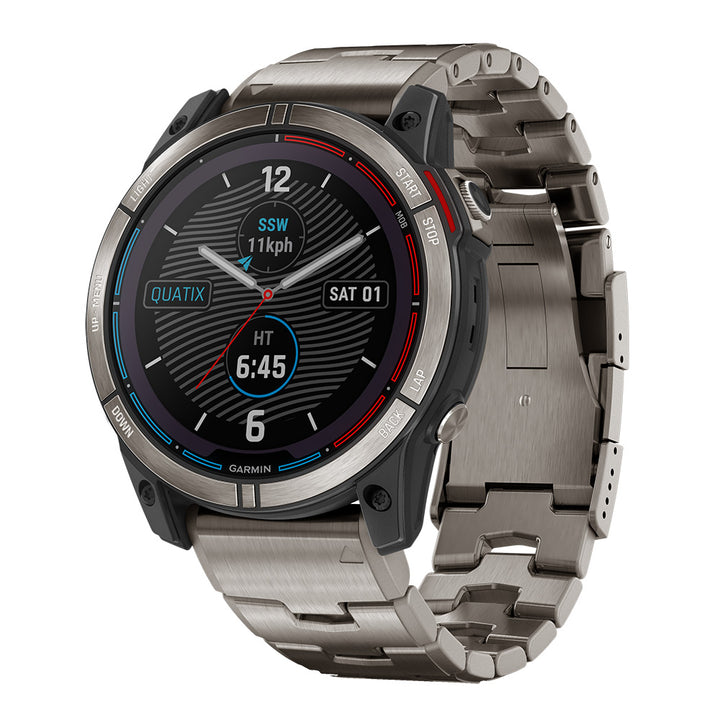 Garmin quatix 7 Solar Edition marine GPS smartwatch with solar charging, featuring a rugged design and digital display for marine navigation.