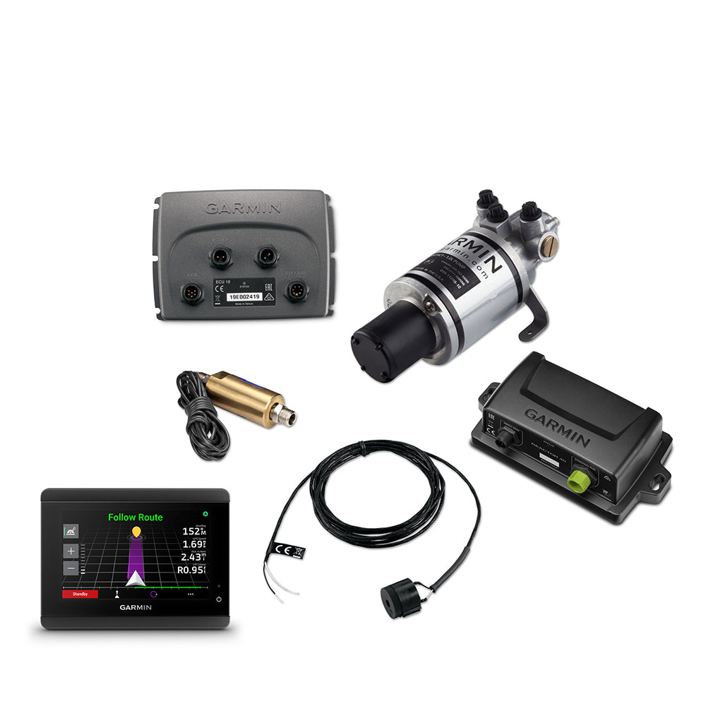 Garmin Compact Reactor 40 hydraulic autopilot with GHC 50 Shadow Drive technology pack for precise boat navigation and control