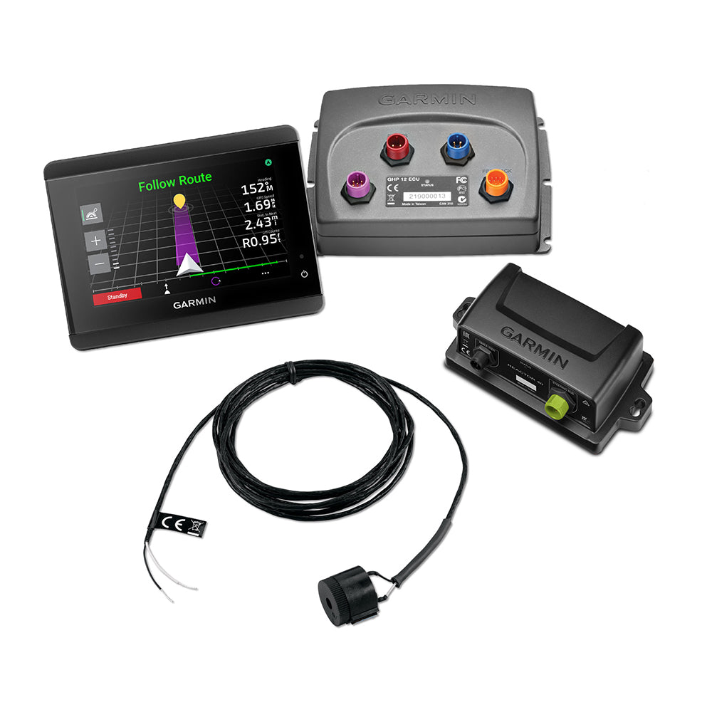 Garmin Reactor 40 autopilot corepack with GHC 50 autopilot instrument, featuring mechanical and retrofit solenoid components.