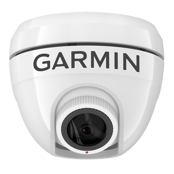 Garmin GC 245 Surface Mount Network Video Camera in white, showing the sleek outdoor security camera with mounting bracket.