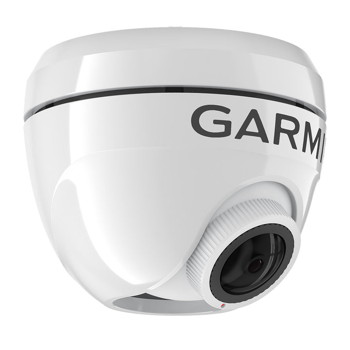 Garmin GC 245 surface mount network video camera in white showing lens and mount for security surveillance.