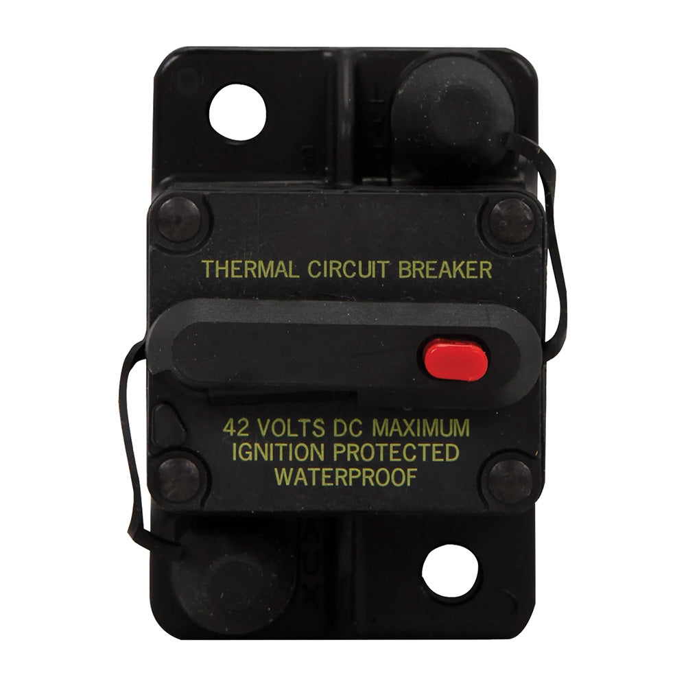 Garmin 60A circuit breaker for electrical systems, showing a compact black Garmin circuit breaker with labeled terminals.