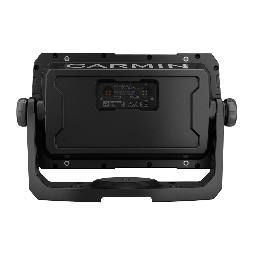 Garmin STRIKER Vivid 5cv fishfinder only, showing a colorful display screen with sonar readings and navigation icons.