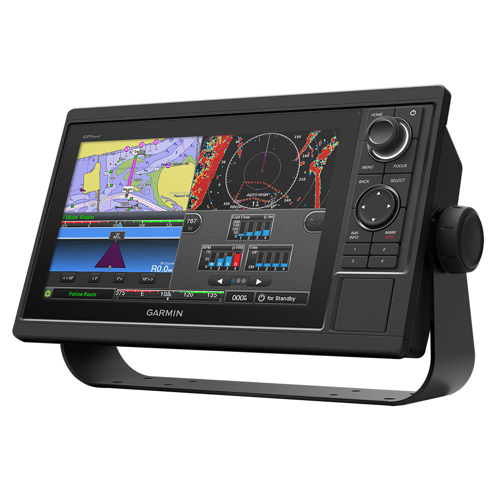 Garmin GPSMAP 1022 keyed networking chartplotter display showing navigation charts on a marine GPS device without sonar.