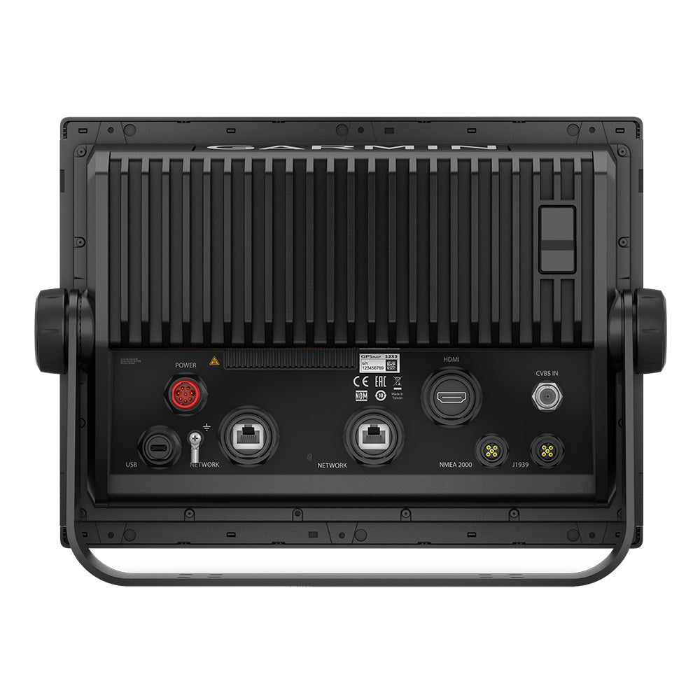 Garmin GPSMAP 1243 chartplotter GN+ displaying navigational maps on screen, with buttons and interface visible.