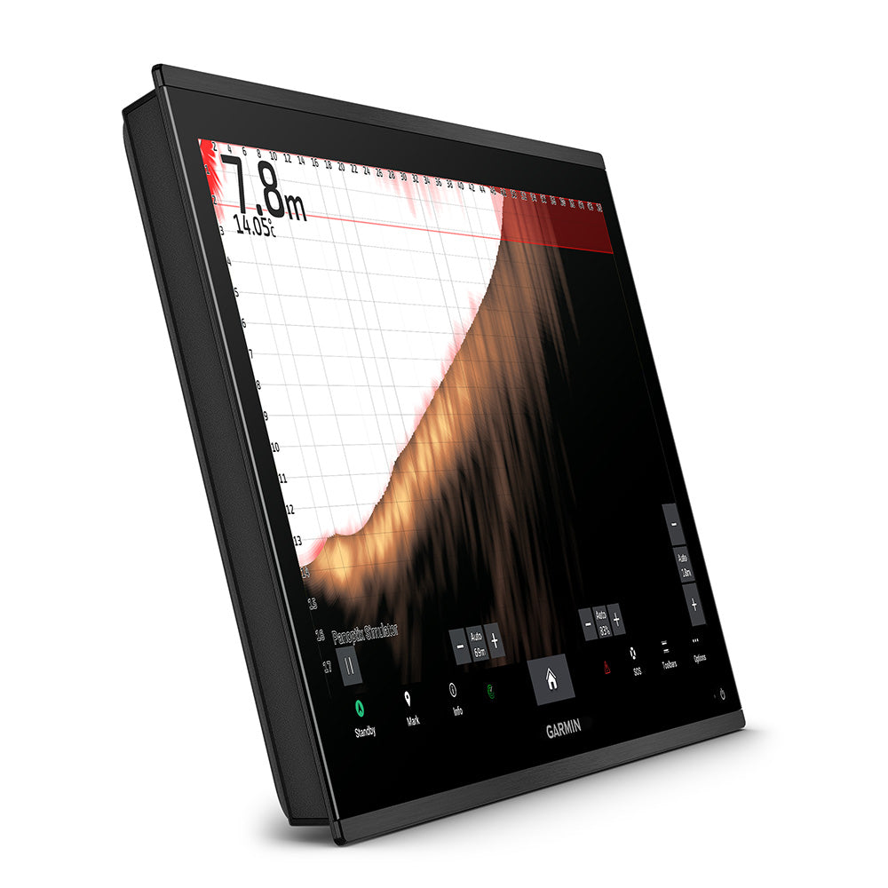 Garmin GPSMAP 9024 24-inch premium chartplotter displaying nautical maps and navigation interface on screen.