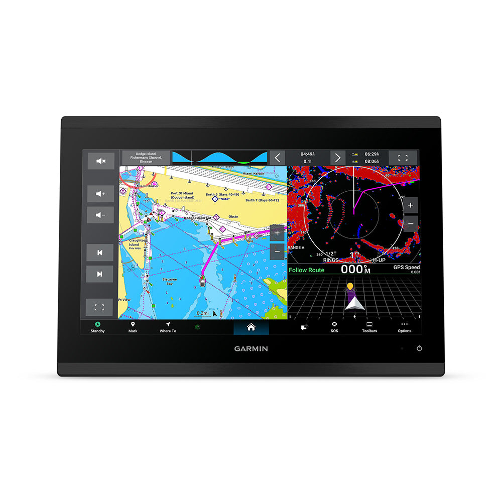 Garmin GPSMAP 9213 Premium Chartplotter with Garmin Navionics+ displaying detailed marine navigation on screen