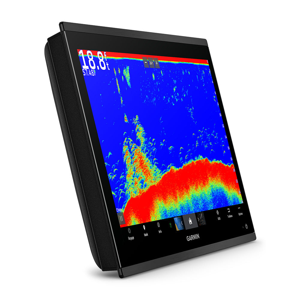 Garmin GPSMAP 9219 19-inch premium chartplotter with navigation display and Garmin Navionics+ map software.