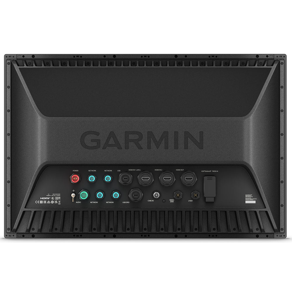 Garmin GPSMAP 9224 24-inch premium chartplotter displaying navigation maps and detailed marine charts in a bright display