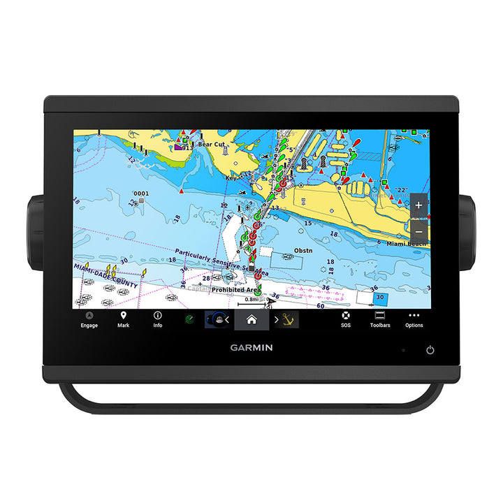 Garmin GPSMAP 943 chartplotter GPS device with touchscreen navigation and mapping features for marine use.