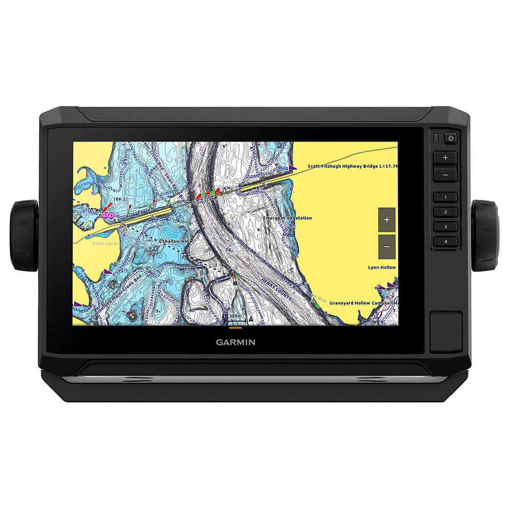 Garmin ECHOMAP UHD2 93sv chartplotter and fishfinder combo displaying US inland maps on screen, without transducer.