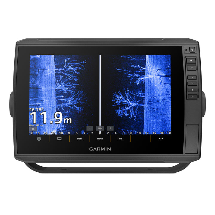 Garmin ECHOMAP Ultra 2 102sv GPS fishfinder combo display without transducer, showing detailed navigation and sonar screens.