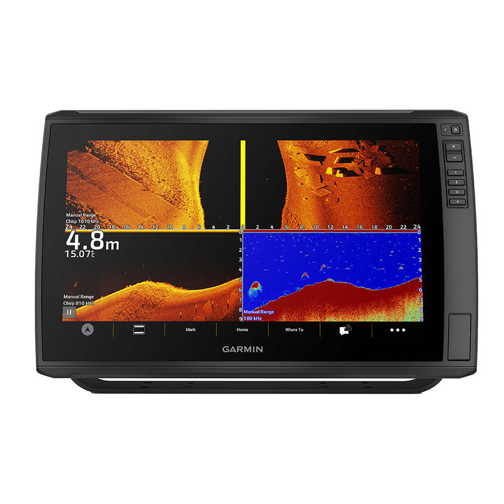 Garmin ECHOMAP Ultra 2 16" chartplotter and fishfinder combo with worldwide basemap, display screen, and control buttons.