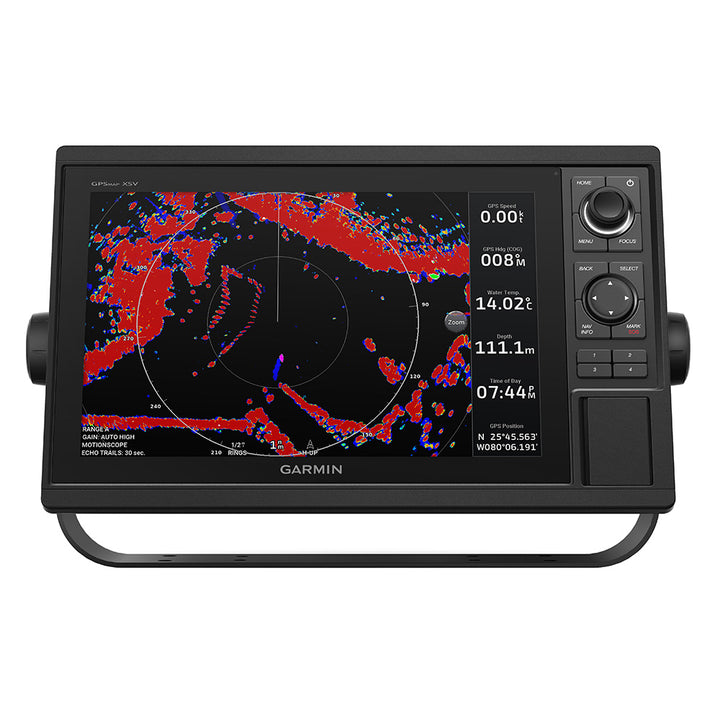 Garmin GPSMAP 1242xsv combo GPS and fishfinder device with large screen and navigation controls for marine use.