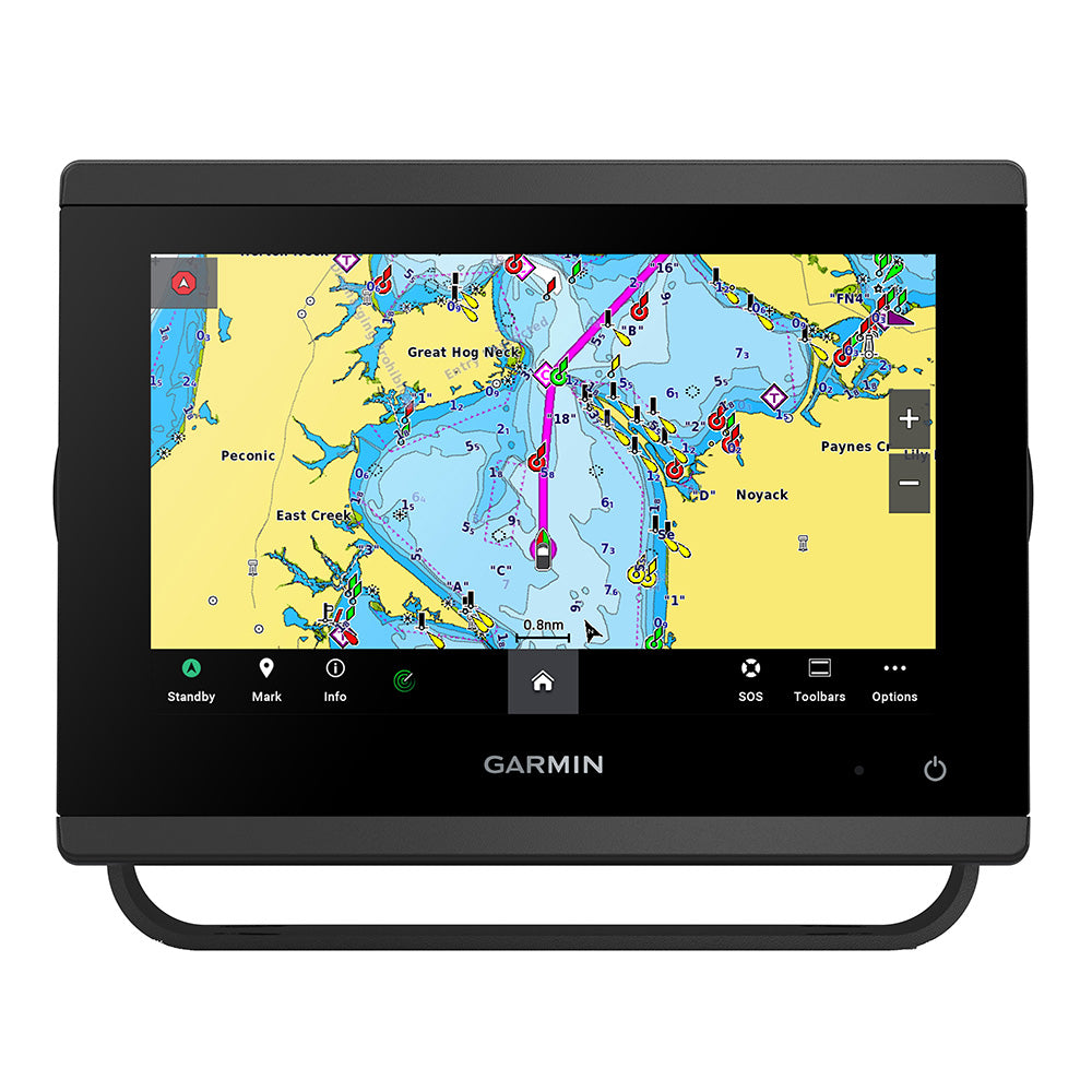 Garmin GPSMAP 743xsv Combo GPS and fishfinder display showing detailed mapping and sonar imaging on screen