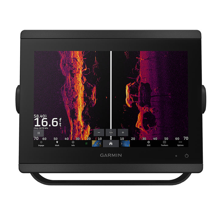 Garmin GPSMAP 8610xsv combo GPS and fishfinder display with detailed navigation and sonar imaging for marine use