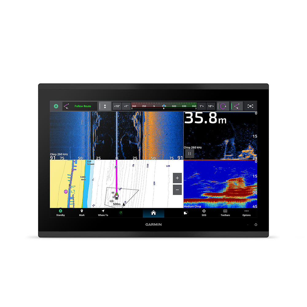 Garmin GPSMAP 9017xsv premium chartplotter and fishfinder combo with a high-resolution display and worldwide basemap.