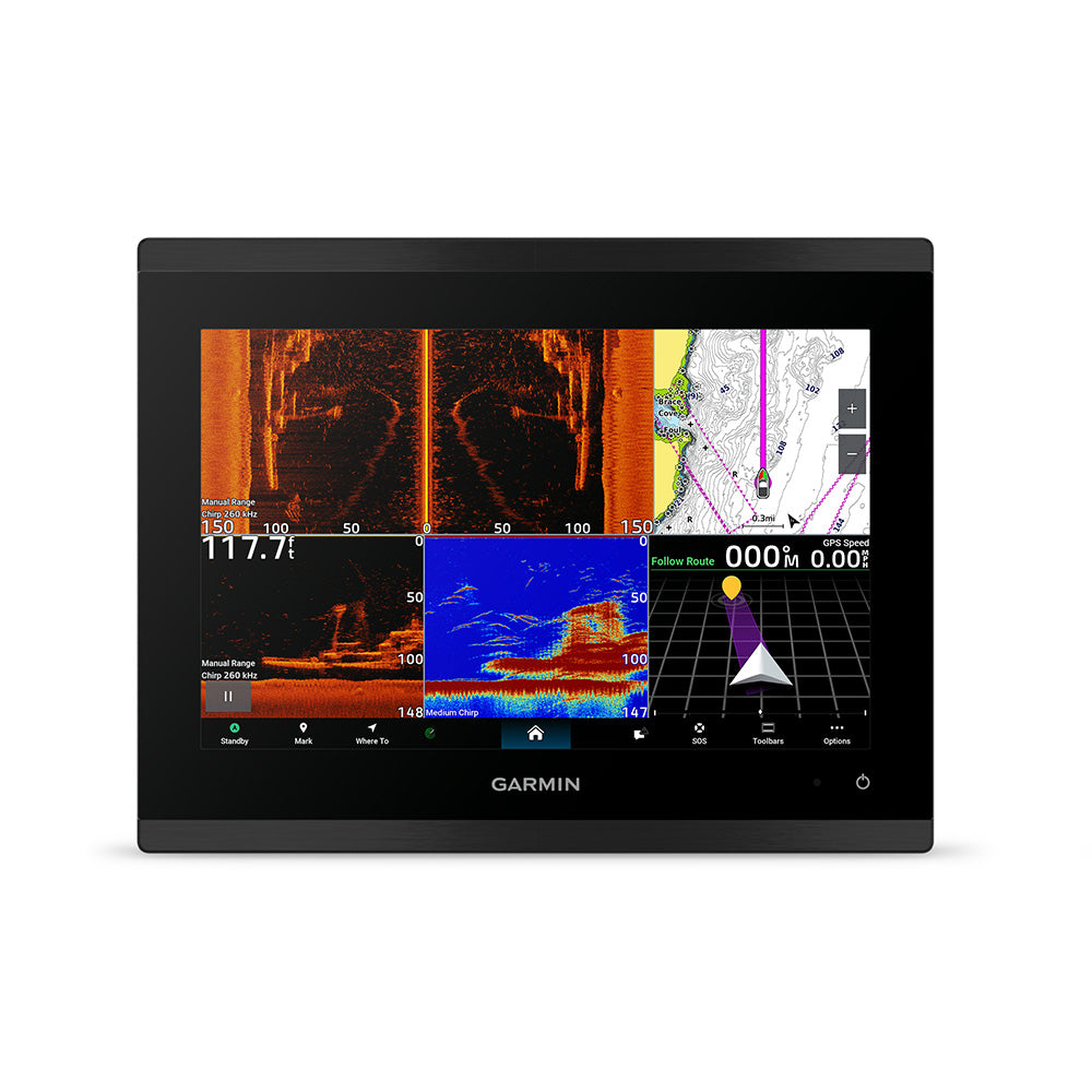 Garmin GPSMAP 9210xsv premium chartplotter and fishfinder combo with sonar display and Garmin Navionics+ map on screen