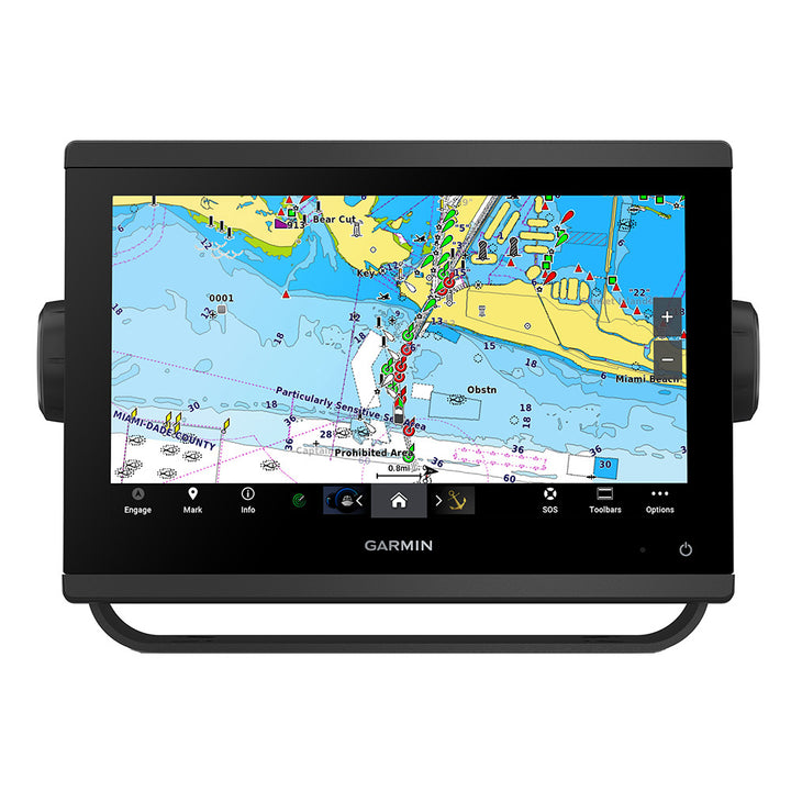 Garmin GPSMAP 943xsv combo GPS and fishfinder with GN+ and GT23-TM transducer, displayed on a boat dashboard.