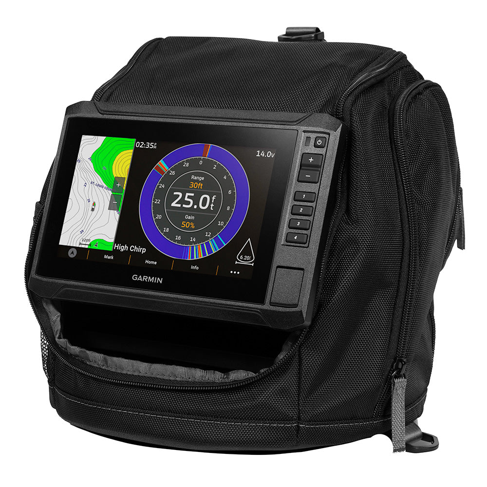 Garmin ECHOMAP UHD2 7" sv Ice Fishing Bundle with transducer, sonar display, and ice fishing accessories for ice flashers.