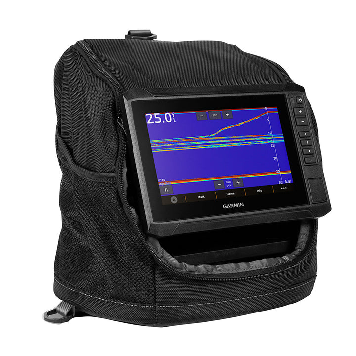 Garmin ECHOMAP UHD2 7" sv Ice Fishing Bundle with transducer, featuring detailed sonar display and ice fishing compatibility.
