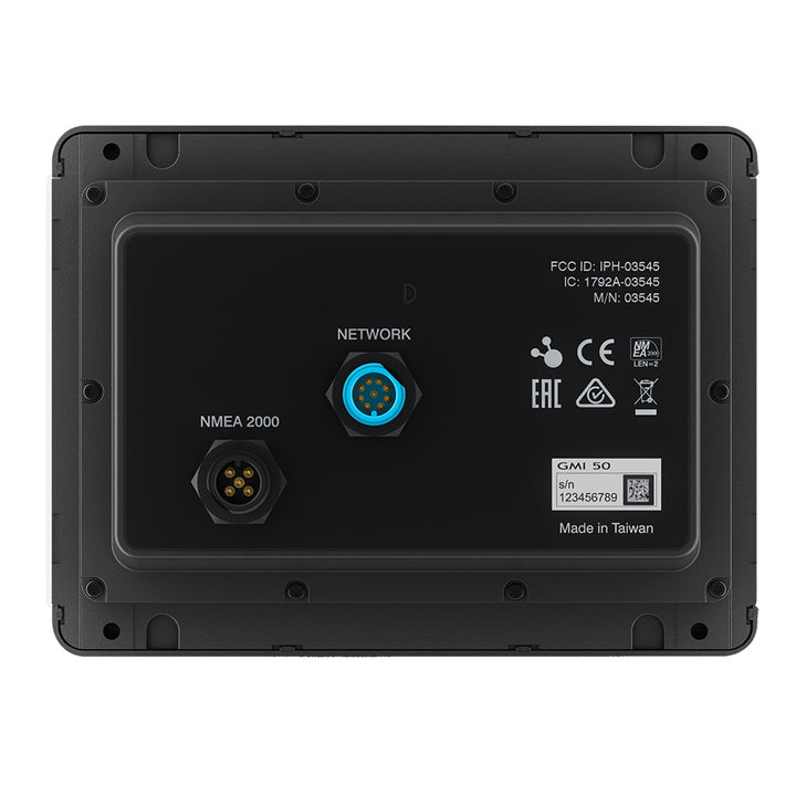 Garmin TD 50 touchscreen display for marine instruments with digital interface and control buttons in a marine setting.