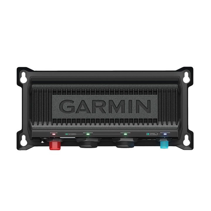 Garmin BlueNet 30 Gateway network module connected to communication cables, used for industrial networking and automation systems.