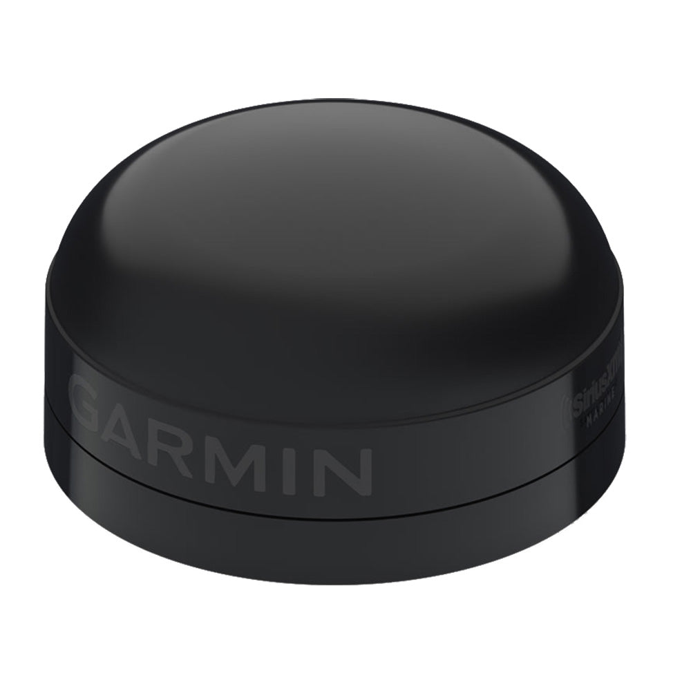 Garmin GXM 54 satellite weather and radio antenna in black, designed for network communication and weather updates.