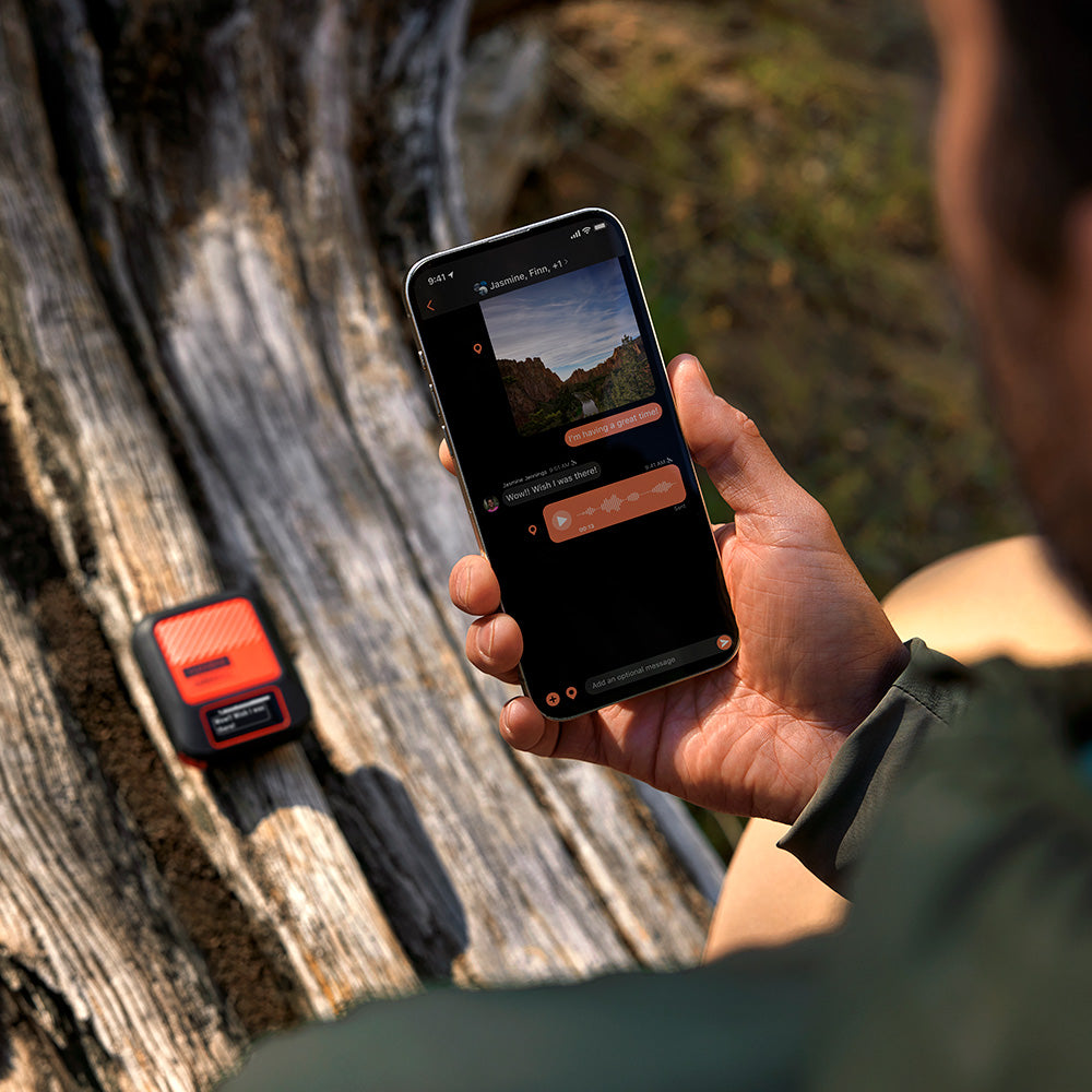 Garmin inReach Messenger Plus SOS satellite communicator with photo and voice messaging, personal locator beacon for outdoor safety.
