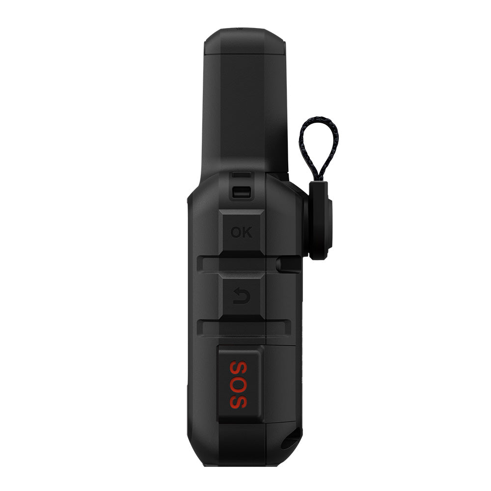 Garmin inReach Mini 2 personal locator beacon in black showing compact design and outdoor features.