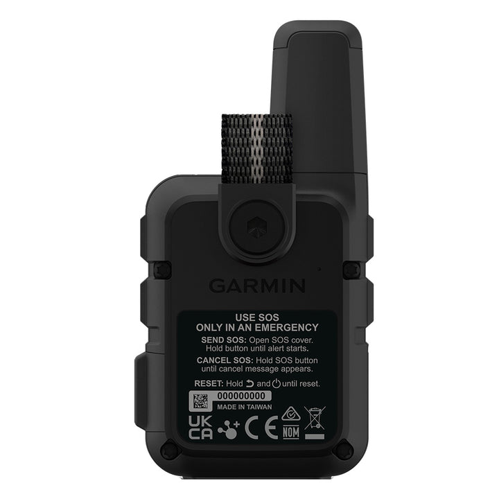 Garmin inReach Mini 2 personal locator beacon in black, portable satellite communication device for outdoor safety.