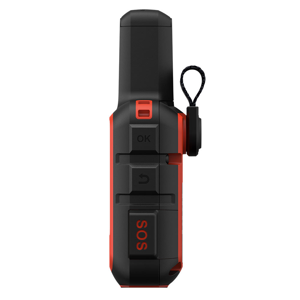 Garmin inReach Mini 2 personal locator beacon in Flame Red, compact outdoor safety device with GPS and emergency communication features.
