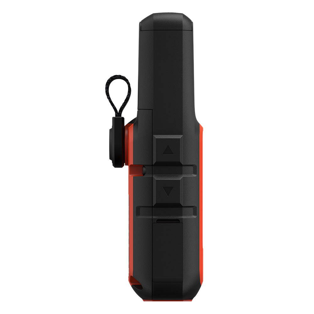 Garmin inReach Mini 2 Flame Red personal locator beacon with compact design and digital display for emergency communication.