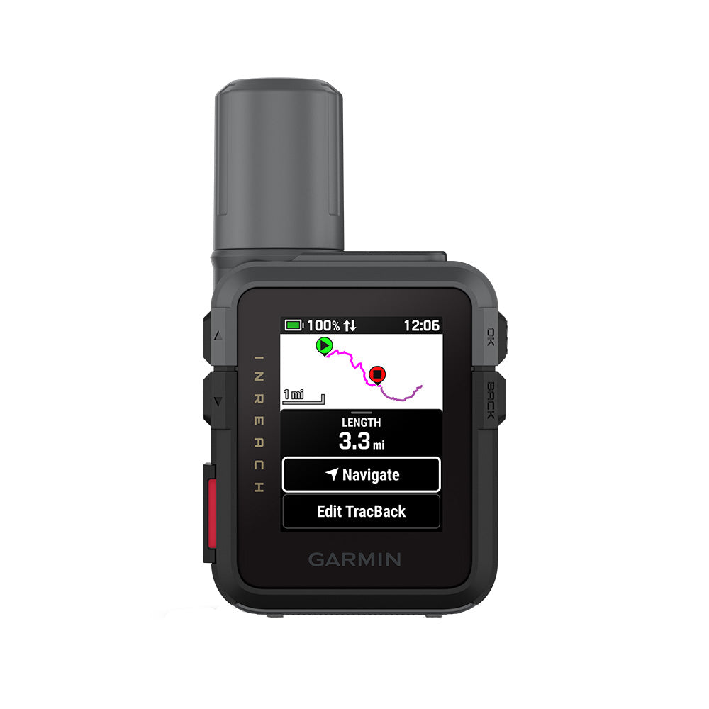 Garmin inReach Mini 3 personal locator beacon with compact design, black color, and button controls for emergency communication.