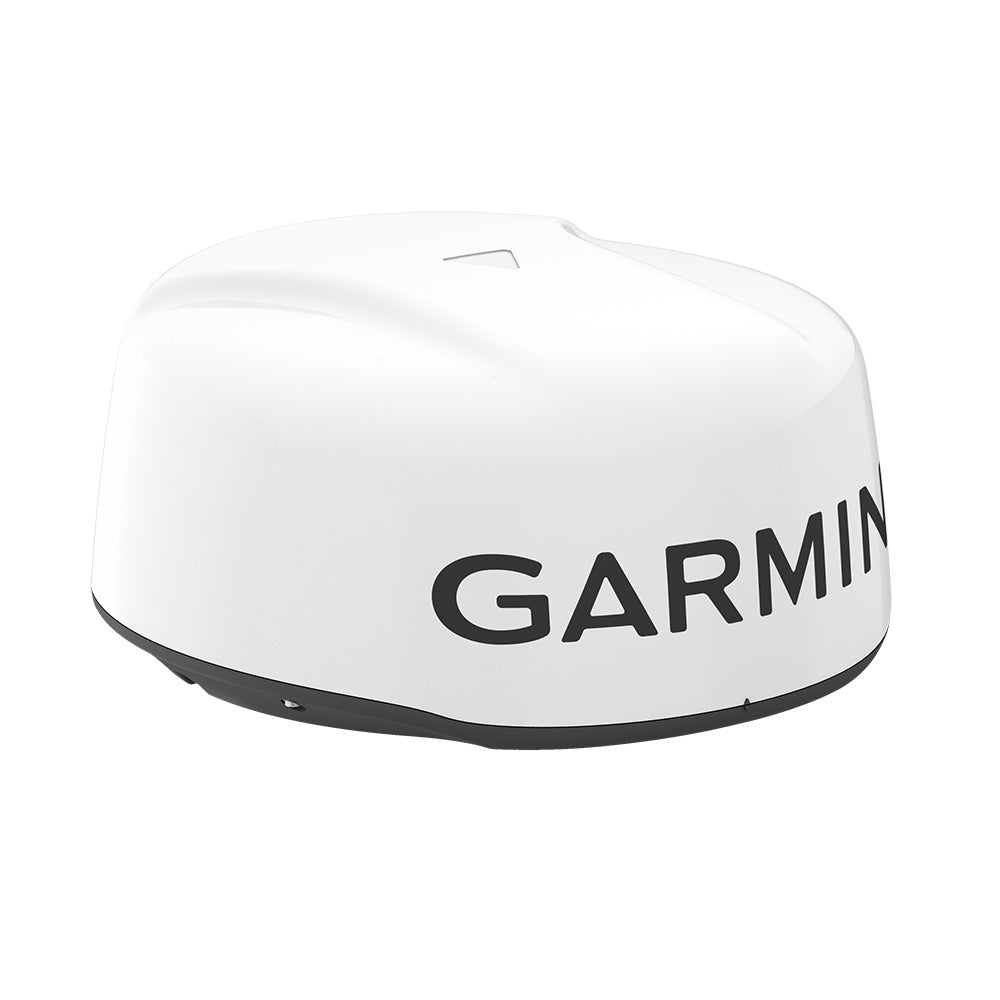 Garmin GMR 18 HD3 18-inch radar dome mounted on a vessel, showcasing the marine radar device by Garmin.