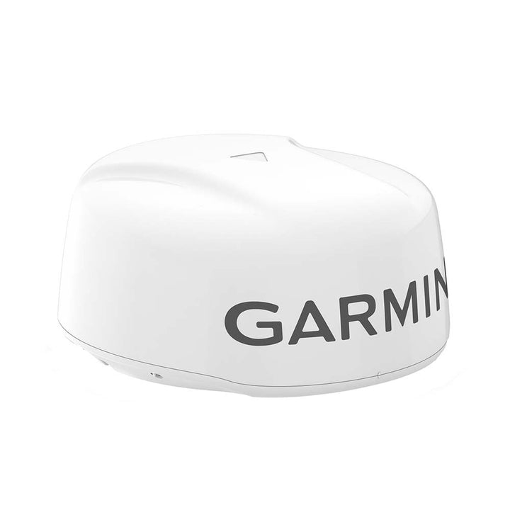 Garmin GMR Fantom 18x Dome Radar in white, marine radar device with sleek dome design for boat navigation.