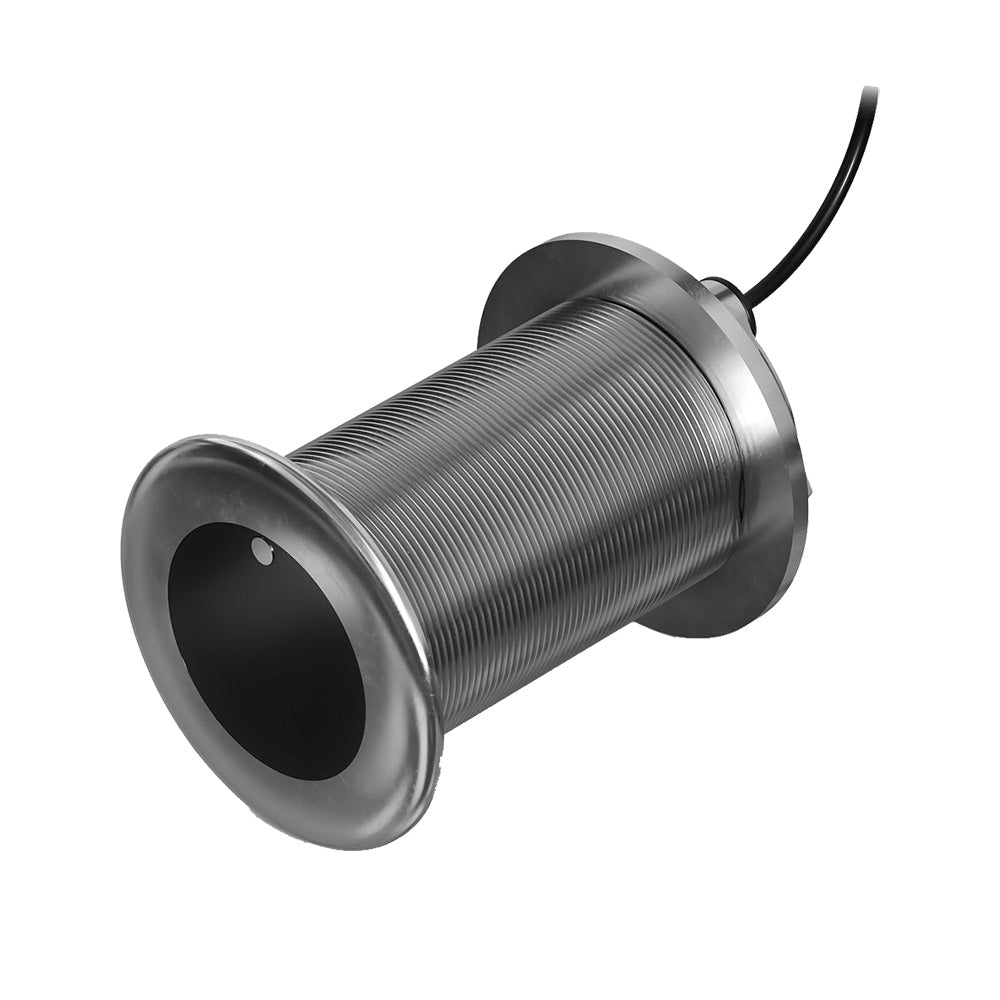 Garmin GT15M-THF 12-degree 600W stainless steel thru-hull transducer for marine sonar and fishfinder systems.
