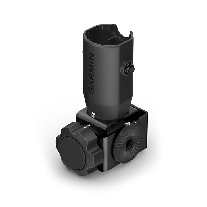 Garmin adjustable perspective bottom mount for LiveScope transducers, trolling motor accessory, black plastic with mounting hardware