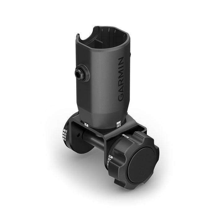 Garmin adjustable perspective bottom mount for LiveScope transducers, trolling motor accessory, black plastic with mounting hardware