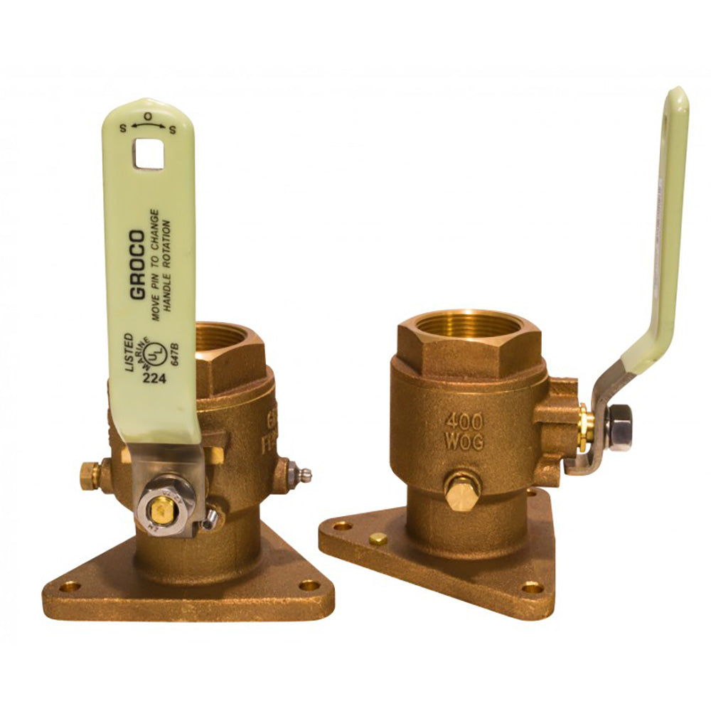 GROCO 3-inch full flow ball valve for plumbing fittings showing the valve's metallic body and handle for control