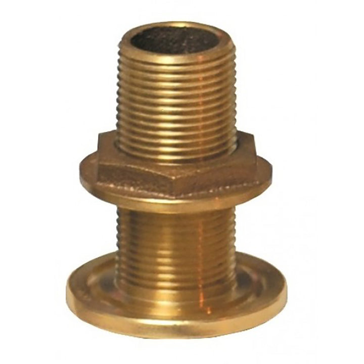 GROCO 2-1/2-inch bronze thru-hull fitting with nut for marine plumbing and hull water intake applications.