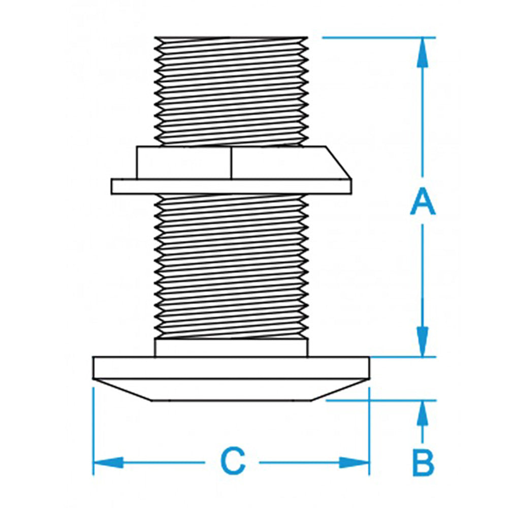 GROCO 3-inch bronze thru-hull fitting with nut, marine boat fitting for water systems, durable and corrosion-resistant.