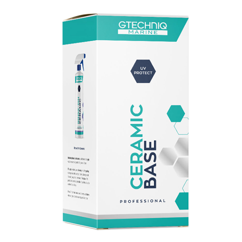 Gtechniq Ceramic Base 250ml cleaning product bottle with label and clear container for automotive surface protection.