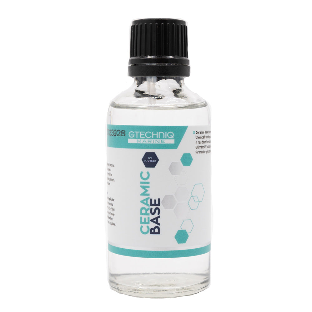 Gtechniq Ceramic Base 50ml bottle for car cleaning and detailing, featuring a sleek white and black packaging design.