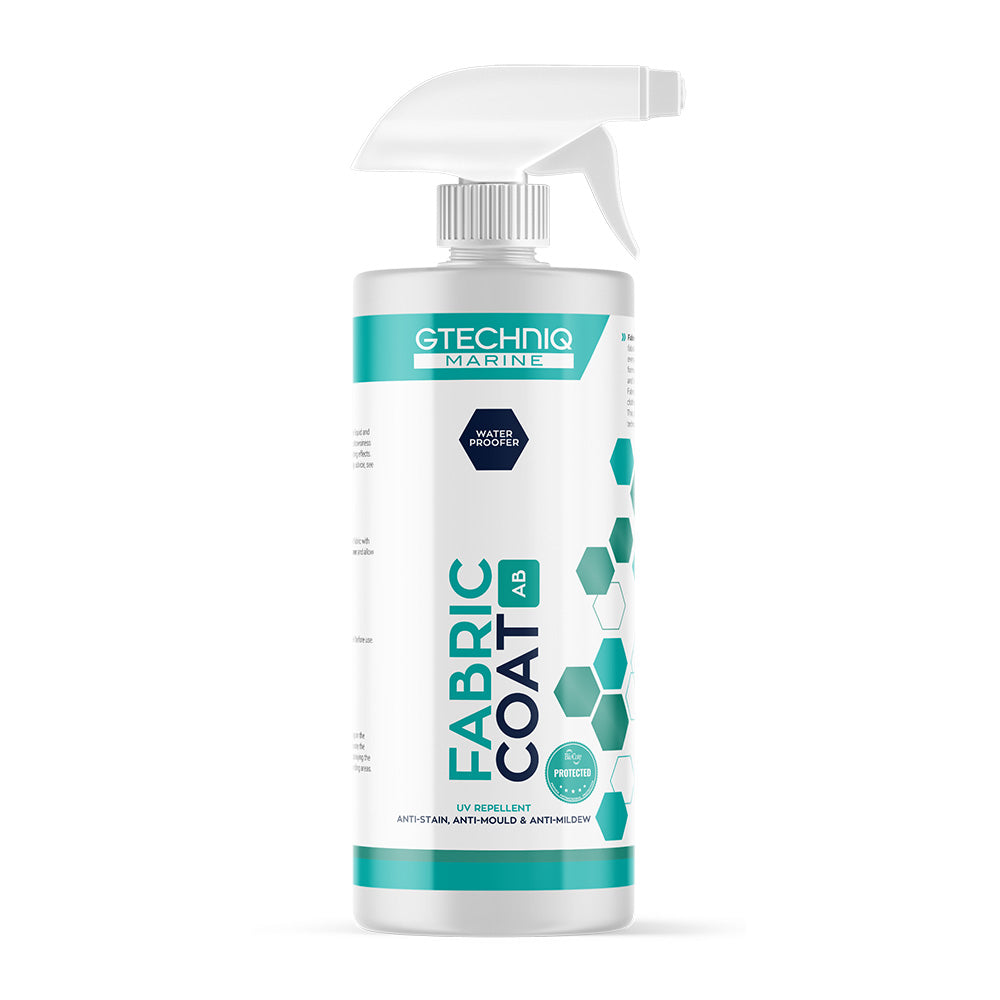 Gtechniq Fabric Coat 500ml cleaning product bottle for fabric protection and stain resistance.