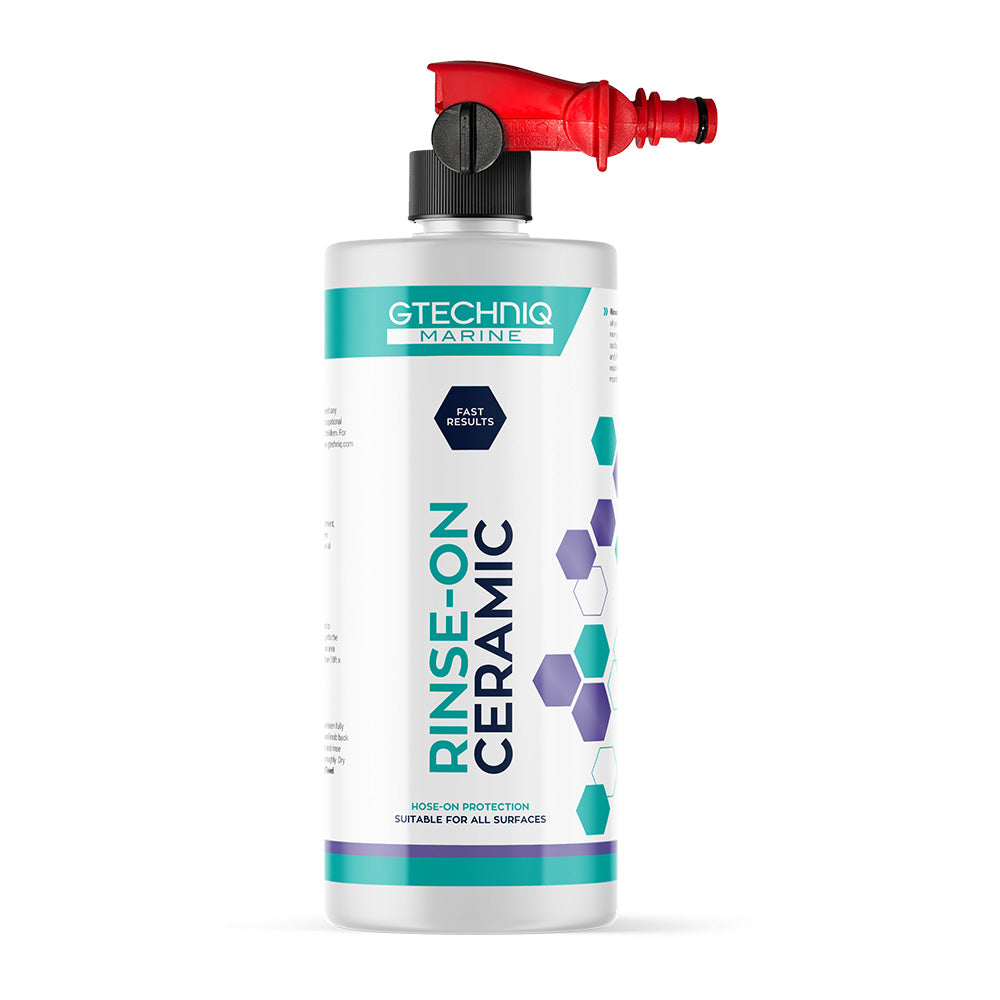 Gtechniq Rinse-On Ceramic cleaning solution in a 500ml bottle, designed for vehicle surface protection and cleaning.