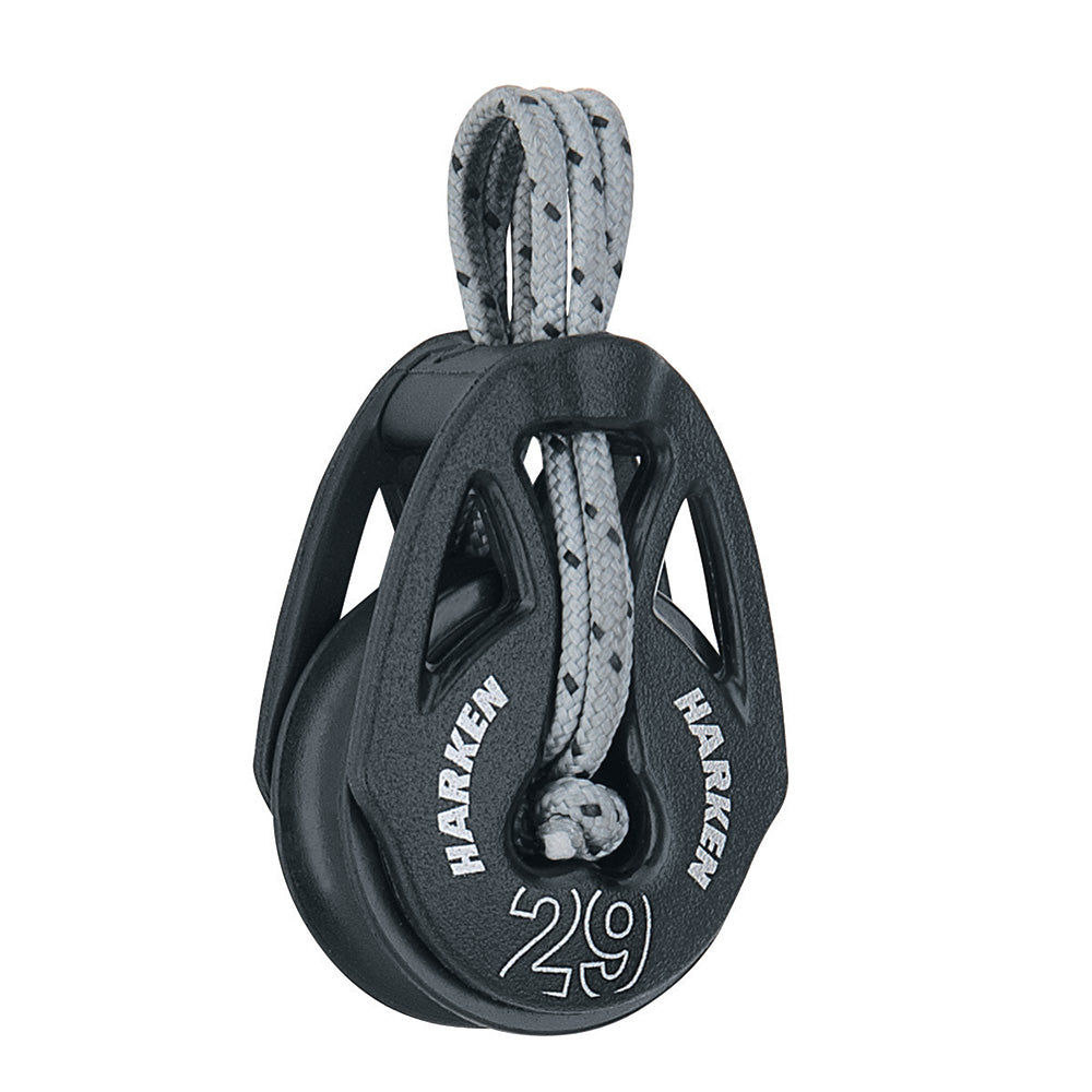 Harken 29mm Carbo T2 block, a sailing block with durable construction and black finish, designed for marine rigging and sailing applications