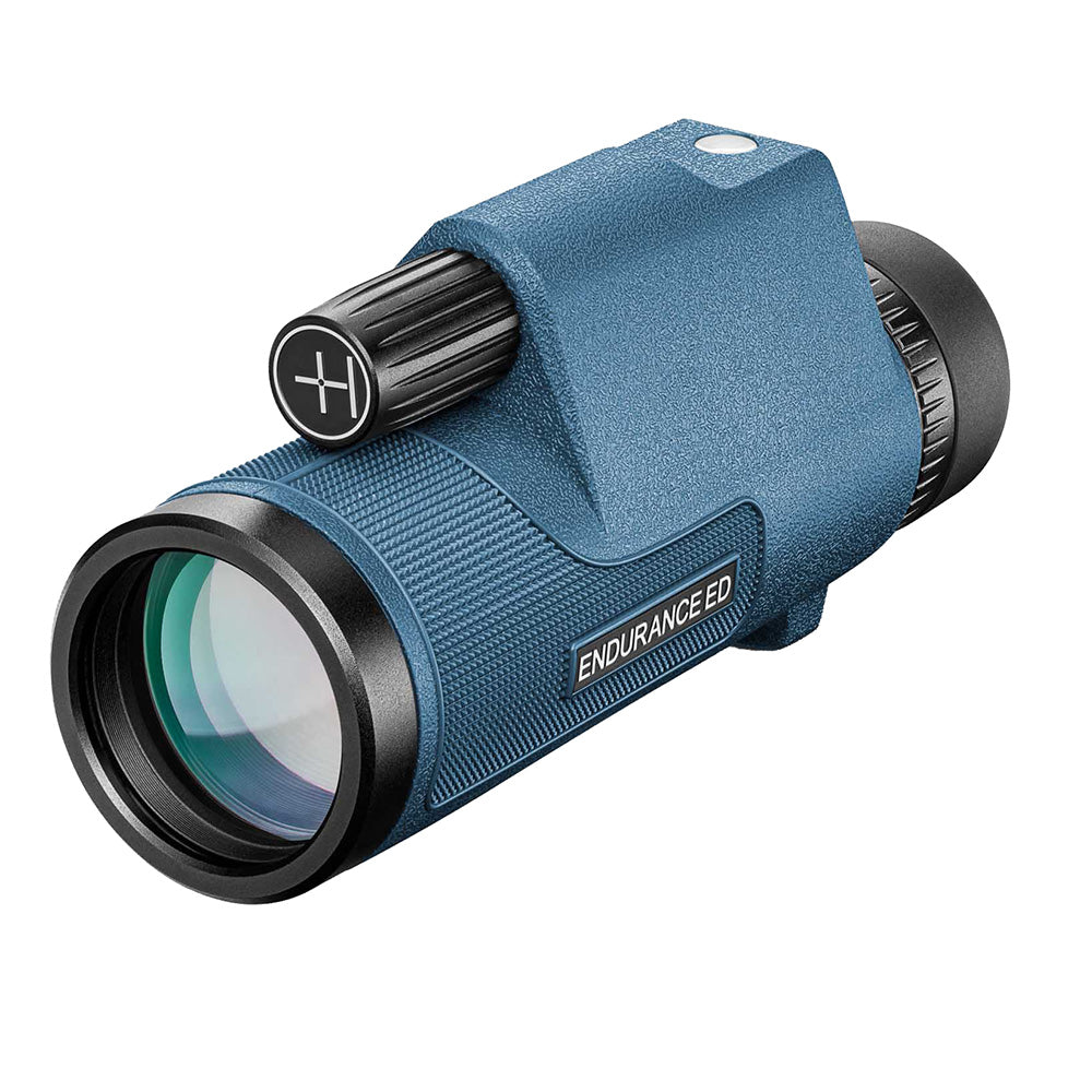 Hawke Optics Endurance ED Marine binoculars 7x42 with blue finish and built-in compass, designed for outdoor marine observation.