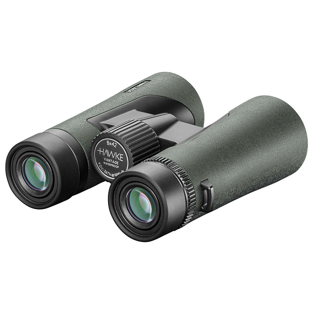 Hawke Optics Vantage Binoculars 8x42 in green with large objective lenses, ideal for outdoor viewing and wildlife observation.